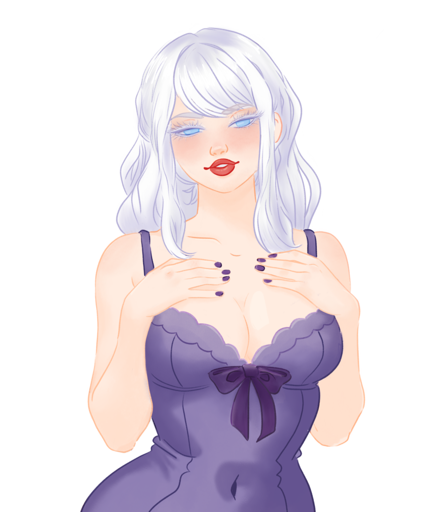 Digital Illustration of Sammystique in a purple negligee