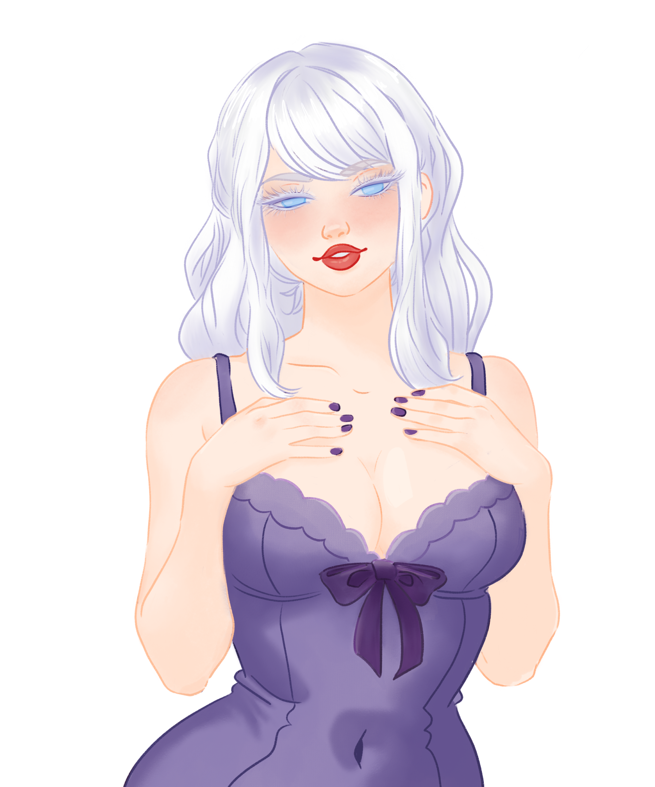 Digital Illustration of Sammystique in a purple negligee